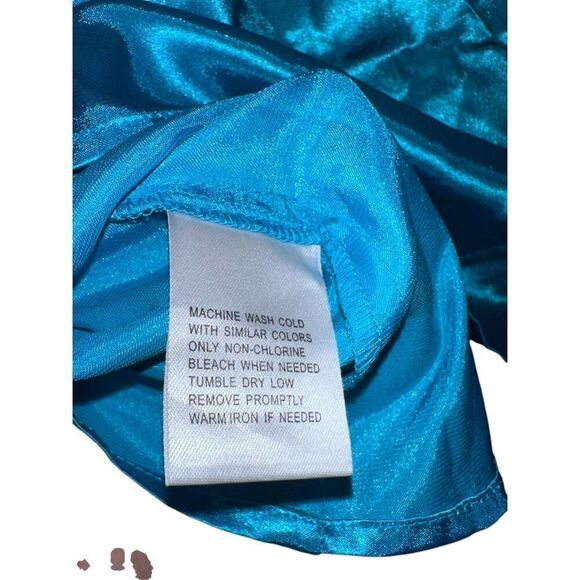 Nice vintage Mountain Lake - y2k ruffle blue with black trim satin intimate Sati - Picture 4 of 6